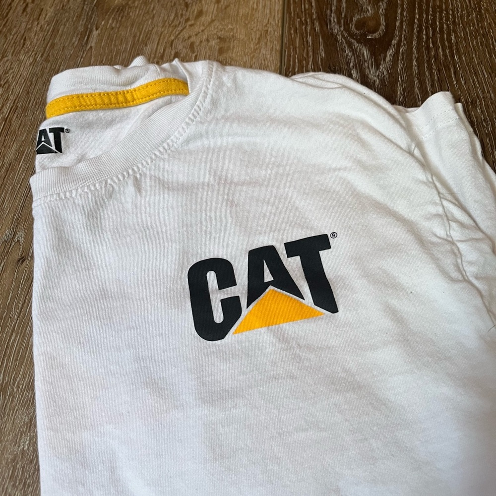 Caterpillar CAT White and Yellow Logo Tee